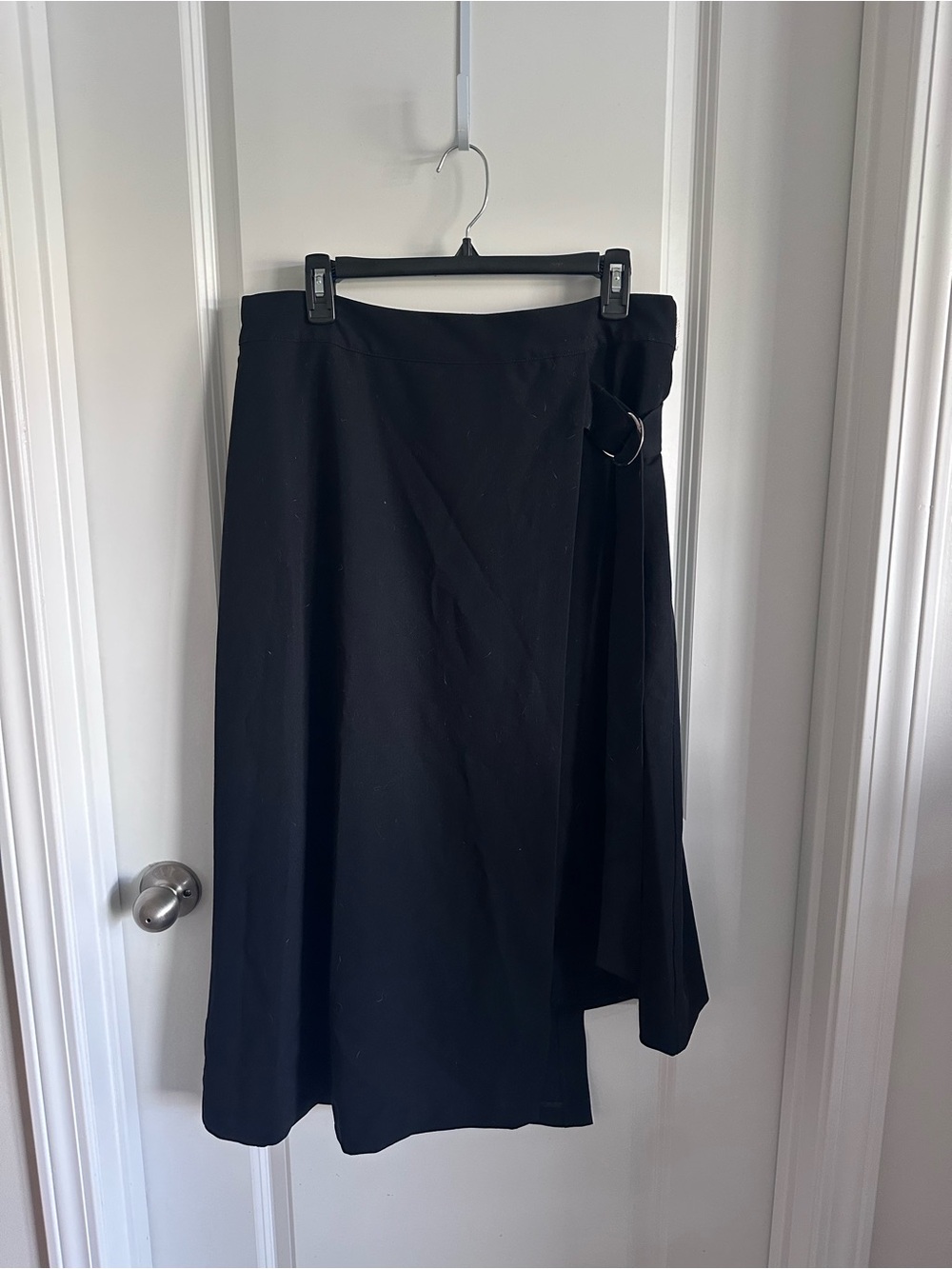 jcpenney Black Wrap-Style Midi Skirt with D-Ring Detail